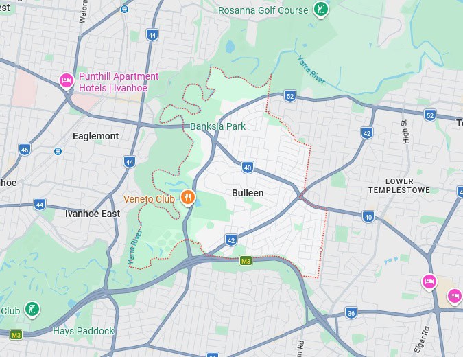 Bulleen map area