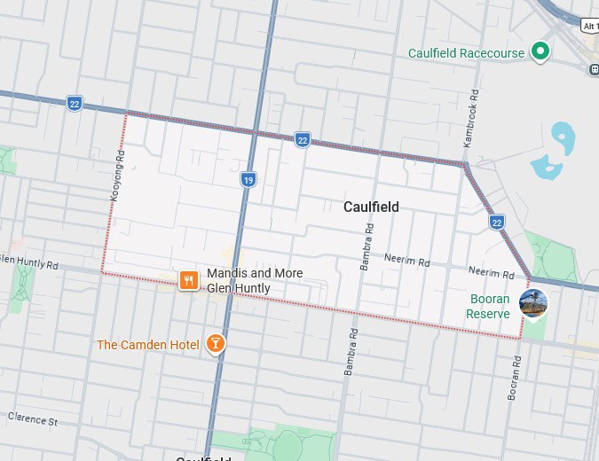 Caulfield map area
