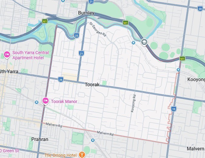 Toorak map area