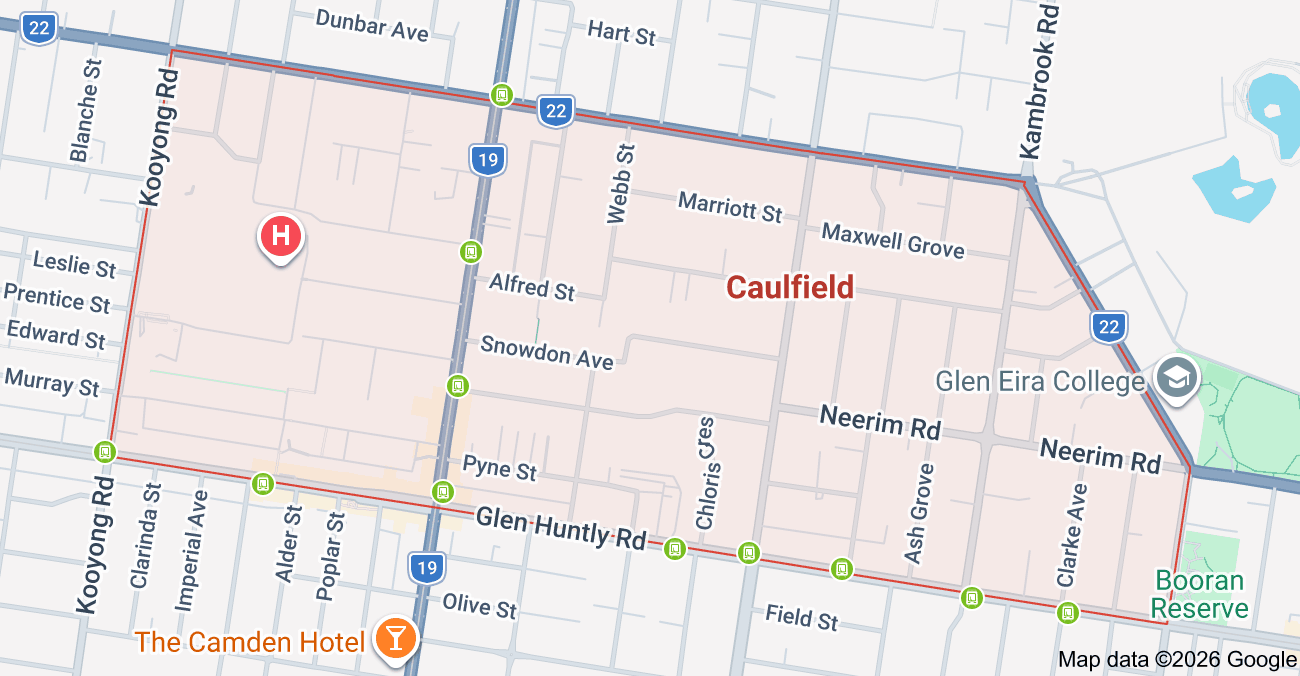 Caulfield map area