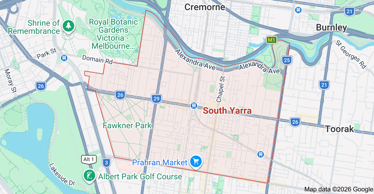 South Yarra map area