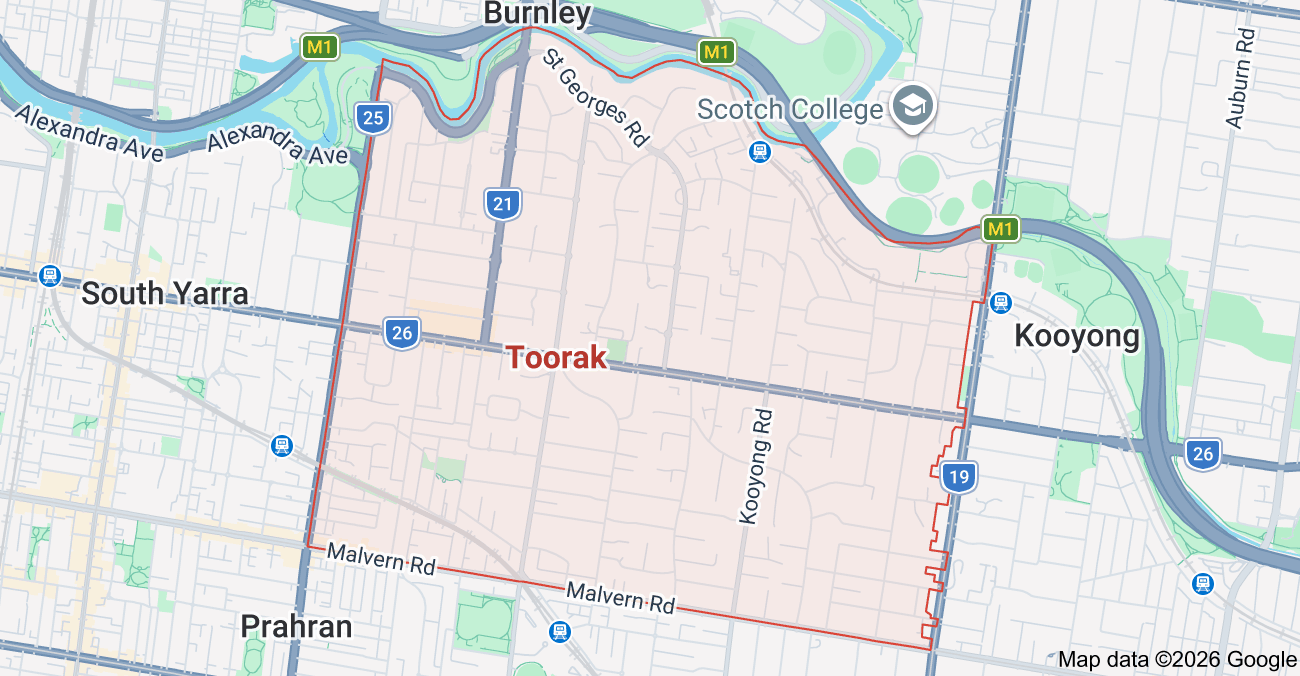 Toorak map area